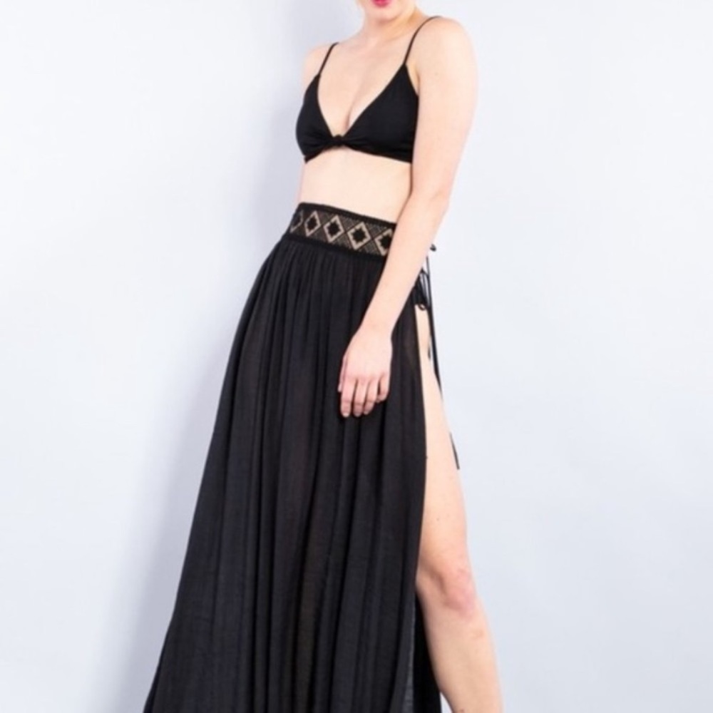 Lace side tie sarong cover-up